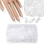 100PCS Replacement Nail Tips for Practice Hand - Clear Refill Acrylic Fake Nail Tips for Silicone Nail Hand Practice - Image 2