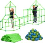 132 Piece Glow in The Dark Fort Building Kit - Indoor Play Engineering Set with Connecting Sticks & Balls - Creative STEM Building Toys for Kids Play Spaces, Tents & Hideouts - Image 2