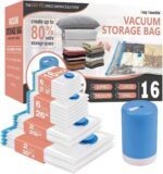 16 Pack Travel Vacuum Storage Bags with Rechargeable Wireless Electric Pump for Luggage, Suitcase, Carry-on Size Vacuum Seal Compression Space Saver Bags for Clothes and Clothing Travel - Image 2