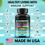 Elderberry Immune Support Supplement 8-in-1 Formula with Echinacea, Vitamin C & Zinc, Vitamin D 5000 IU, Turmeric, Ginger, Ashwagandha – 60 Capsules - Image 5