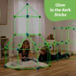 132 Piece Glow in The Dark Fort Building Kit - Indoor Play Engineering Set with Connecting Sticks & Balls - Creative STEM Building Toys for Kids Play Spaces, Tents & Hideouts - Image 4