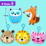 KRAFUN My First Sewing Animal for Kids, Beginner Art & Craft, 5 Easy Activities Stuffed Animal Dolls, Keyring Charms, Instructions & Felt Materials for Learn to Sew, Embroidery - Image 4
