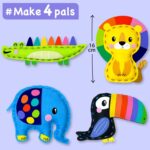 EZCRA Easy Arts and Crafts for Kids - No Mess Sewing Kit for Kids - 4 Easy to Do Cute Animals Sewing Projects - Fun Felt Stickers - Tools with Instruction - Gifts for Boys and Girls Age 4,5,6,7,8 - Image 3