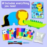 EZCRA Easy Arts and Crafts for Kids - No Mess Sewing Kit for Kids - 4 Easy to Do Cute Animals Sewing Projects - Fun Felt Stickers - Tools with Instruction - Gifts for Boys and Girls Age 4,5,6,7,8 - Image 4