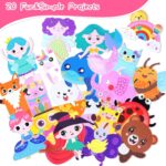 DINSUMRUG 20 Animal Arts & Crafts Kit for Kids 4-6, All-Inclusive Toddler Craft Box with Paper Plates, Puppets, Fun Activities, Tigers, Lions (134 Characters) (Princess) - Image 4