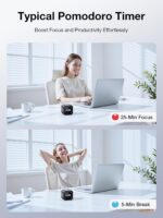 TK3 Pomodoro Timer Cube, Desk Productivity Timer with 5/10/30/60 Min Presets, Custom Countdown, Stopwatch, Clock, 3 Alarm, Silent, Vibrate & Sound Alert, for Task, ADHD, Study, Kitchen, Black - Image 3