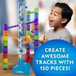 National Geographic Marble Run with Motorized Elevator - 150-Piece Marble Maze Kit with Motorized Spiral Lift, 30 Marbles, Storage Bag & More, Perpetual Motion Machine, Kids Physics Toys - Image 4