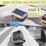 Genuine Leather Jewelry Travel Case Mini Portable Organizer with Kiss Lock & Anti-Tip Design, Stable Small Jewelry Box for Earrings, Rings, Coin Purse for Travel (2.55x1.77 Inch, Blue) - Image 3