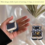 Genuine Leather Jewelry Travel Case Mini Portable Organizer with Kiss Lock & Anti-Tip Design, Stable Small Jewelry Box for Earrings, Rings, Coin Purse for Travel (2.55x1.77 Inch, Blue) - Image 7