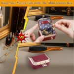 Genuine Leather Jewelry Travel Case Mini Portable Organizer with Kiss Lock & Anti-Tip Design, Stable Small Jewelry Box for Earrings, Rings, Coin Purse for Travel (2.55x1.77 Inch, Blue) - Image 9