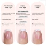 Beetles French Tips Press On Nails: 150 Pcs Pink Short Square Press On Nails Fake Nail Tips, Soft Gel Nail False Nails Art DIY Gifts For Women - Image 7