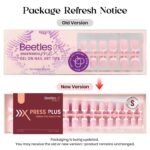 Beetles French Tips Press On Nails: 150 Pcs Pink Short Square Press On Nails Fake Nail Tips, Soft Gel Nail False Nails Art DIY Gifts For Women - Image 9