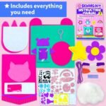 KRAFUN My First Sewing Kit for Beginner Kids Arts & Crafts, 7 Easy DIY Projects of Stuffed Animal Dolls and Plush Pillow Craft, Instructions & Felt, Gift for Girls, Boys, Learn to Sew, Embroidery - Image 3