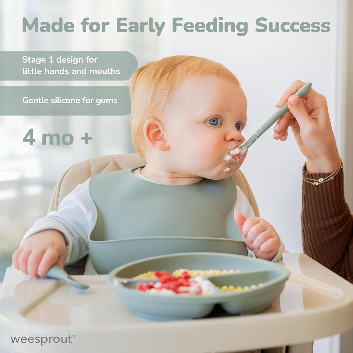 WeeSprout Silicone Baby Spoons - First Stage Infant Feeding Utensils With Soft-Tip, Bendable Kitchenware for Parent & Self-Feeding, Ultra-Durable, Dishwasher Safe, Travel Case, Set of 3 - Image 5