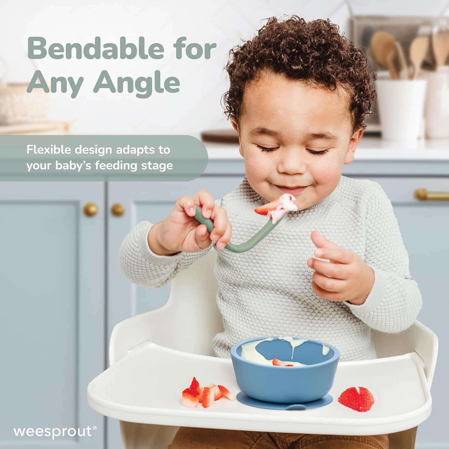 WeeSprout Silicone Baby Spoons - First Stage Infant Feeding Utensils With Soft-Tip, Bendable Kitchenware for Parent & Self-Feeding, Ultra-Durable, Dishwasher Safe, Travel Case, Set of 3 - Image 6