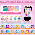 Kids Smart Phone with Dual Camera, Game & Music Player, Toddler Learning Play Toy Cell Phone, Gifts for Girls, Christmas, Birthday, Age 3-10, Light Pink - Image 3