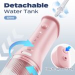 7AM2M Portable Water Flosser Cordless, Water Flosser with 3 Modes and 2 Jet Tips, USB C Rechargeable, IPX7 Waterproof, Dental Water Flosser for Travel and Home Use (Pink) - Image 5