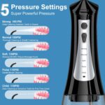 300mL Water Flosser Cordless - Rechargeable Travel Water Flossers for Teeth Cleaning with 5 Pressure Settings, 4 Tips, IPX7 Waterproof for Teeth Cleaning - Image 4