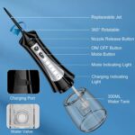 300mL Water Flosser Cordless - Rechargeable Travel Water Flossers for Teeth Cleaning with 5 Pressure Settings, 4 Tips, IPX7 Waterproof for Teeth Cleaning - Image 5