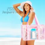 Iridescent Clear Beach Bag for Women, Large Pool Tote Cruise Vacation Essentials - Waterproof, Zipper Closure - Image 3