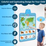 Electronic Interactive Double-Sided Alphabet Wall Chart, Talking ABC & 123 & Music & Learning Poster, Educational Toddlers Toys for Ages 3-4 Kids Gift, Best for Preschool Boys & Girls(Blue) - Image 4