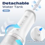 7AM2M Portable Water Flosser Cordless, Water Flosser with 3 Modes and 2 Jet Tips, USB C Rechargeable, IPX7 Waterproof, Dental Water Flosser for Travel and Home Use (White) - Image 5