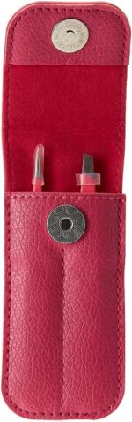 Precision Tweezers for Eyebrows - FEITA Professional Stainless Steel Slant & Pointed Eyebrow Tweezer Set with Travel Case for Woman Facial Hair Removal Clip (Pink - 2 Pcs) - Image 3