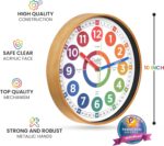 Kids Learning Wall Clock - Silent Non-Ticking Analog 10 Inch Teaching Clock for Classrooms & Bedrooms - Makes Telling Time Easy for Kids - Image 4