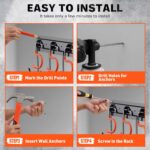 ELEAD 68'' All Metal Adjustable Garden Tool Organizer: Garage Tool Organizer Wall Mount with Orange Hooks, Garage Organizers and Storage, Tool Hangers for Shed - Image 4