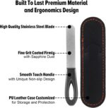 2 Pack Metal Nail File with Leather Case, Stainless Steel Double Sided Fingernail Files with Round Tip 3.6" Finger Nail Files for Natural & Acrylic Nails Travel(Black) - Image 3