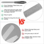 2 Pack Metal Nail File with Leather Case, Stainless Steel Double Sided Fingernail Files with Round Tip 3.6" Finger Nail Files for Natural & Acrylic Nails Travel(Black) - Image 5