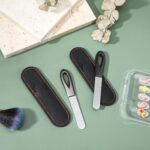 2 Pack Metal Nail File with Leather Case, Stainless Steel Double Sided Fingernail Files with Round Tip 3.6" Finger Nail Files for Natural & Acrylic Nails Travel(Black) - Image 8