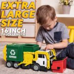 JOYIN Large Friction Powered Garbage Truck Toy Set, Includes Dumpster, Trash Bins, and Learning Cards for Kids, Boy Toys Birthday Gift for Boys Girls Kids Toddler Gift for Christmas - Image 3