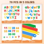 JoyCat 78 Pieces Magnetic Letters Numbers Alphabet Fridge Magnets ABC 123 Preschool Educational Learning Plastic Colorful Toy Set Uppercase Lowercase Math Symbols for Toddlers Kids - Image 3