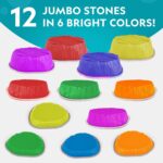 National Geographic Kids Jumbo Balance Stepping Stones – 12 Non-Slip Stepping Stones in 3 Heights with Foam Dice & Play & Learn Cards, Indoor & Outdoor Obstacle Course for Kids Ages 3+ - Image 3