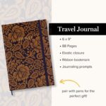 Travel Journal with Guided Pages, 6" x 9" Adventure Notebook with Prompts, Lotus Montage Roasted Pecan - Image 3