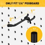 ELEAD 60-Piece 2 Inch Extra Thick Pegboard Hooks, Heavy Duty Peg Board Organizer Accessories, Peg Board Tool Hangers Fit for 1/4" Pegboard Hanging Tools Garage, Workshop, and Craft Storage - Image 4