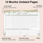 Habit Tracker Calendar-12 Months Undated Daily Weekly Goal and Habit Tracker Journal Planner with Spiral Binding, Boost Productivity Tool and Workout Calendar, 11.7"*8.5" - Image 3