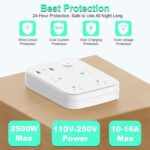 UK Adapters for Travel, UK Power Strip with 4 AC Outlets 1 USB C and 2 USB Ports, UK to US Plug Adapter Type G, UK Outlet Adapter for UK Ireland England Scotland Hong Kong Travel (3ft) - Image 6