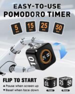 Pomodoro Timer Cube for Productivity — 5/25/10/50 Minutes Preset, Digital Gravity Sensor Desk Visual Timer for ADHD, Silent Mode, Ideal for Office, Study, Kitchen & Kids - Image 3