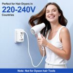 2500W Voltage Converter US to Europe, 220V to 110V Converter for European Travel, Power Converter Adapter Combo with 2 USB-A 2 USB-C, UK/AU/US/IT/European Travel Plug Adapters for Hair Dryer - Image 3