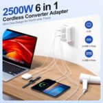 2500W Voltage Converter US to Europe, 220V to 110V Converter for European Travel, Power Converter Adapter Combo with 2 USB-A 2 USB-C, UK/AU/US/IT/European Travel Plug Adapters for Hair Dryer - Image 4