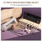 Travel Makeup Brush Set BS-MALL 14 Pcs with 1 Pcs Makeup Sponge – Essential Foundation Powder Concealers, Eye Shadows, Blush Makeup Brushes with Travel Makeup Case (Champagne) - Image 3