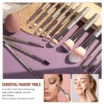 Travel Makeup Brush Set BS-MALL 14 Pcs with 1 Pcs Makeup Sponge – Essential Foundation Powder Concealers, Eye Shadows, Blush Makeup Brushes with Travel Makeup Case (Champagne) - Image 7