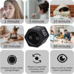 Productivity Timer Flip Gravity Sensor Cube Timer Countdown & Countup,Mute & Vibrate & Sound，1/5/10/30/60min & Custom Timing, Perfect for ADHD,Work,Learning,Kitchen Cooking (1, Black Hexagon) - Image 3