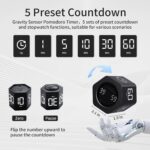 Productivity Timer Flip Gravity Sensor Cube Timer Countdown & Countup,Mute & Vibrate & Sound，1/5/10/30/60min & Custom Timing, Perfect for ADHD,Work,Learning,Kitchen Cooking (1, Black Hexagon) - Image 4