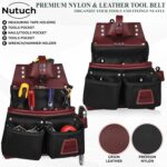 Nylon and Leather Tool Belt | Nylon Tool Pouch | Carpenter Tool Belt | Construction | Framers | Electrician Tool Belts | Drywall Tool Bags | Handyman | Electric (BLACK) - Image 4