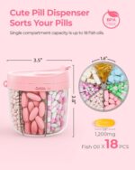 Cute Pill Dispenser with 7 Large Compartments, Portable Pill Bottle Organizer with Wide Opening for Easy Use, Anti-Mix Pill Organizer for Travel, BPA-Free Pill Container, Pink - Image 3