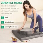 Hihealer Meditation Cushion, Traditional Tibetan Meditation Pillow Velvet Cover - Large Floor Cushion Seating for Adults - Yoga Buckwheat Bolster for Women、Moms - Image 6