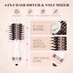 Travel Blow Dryer Brush in one, Dual Voltage 110V-240V Mini Hot Air Brush, Hair Trends Nano Titanium 2 Inch One Step Hair Dryer and Styler Volumizer Oval Shape - Image 5